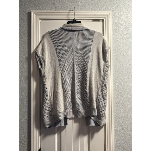 Knox Rose Gray Textured Knit Open Cardigan Neutral Shawl Collar Sweater Small - Picture 4 of 5